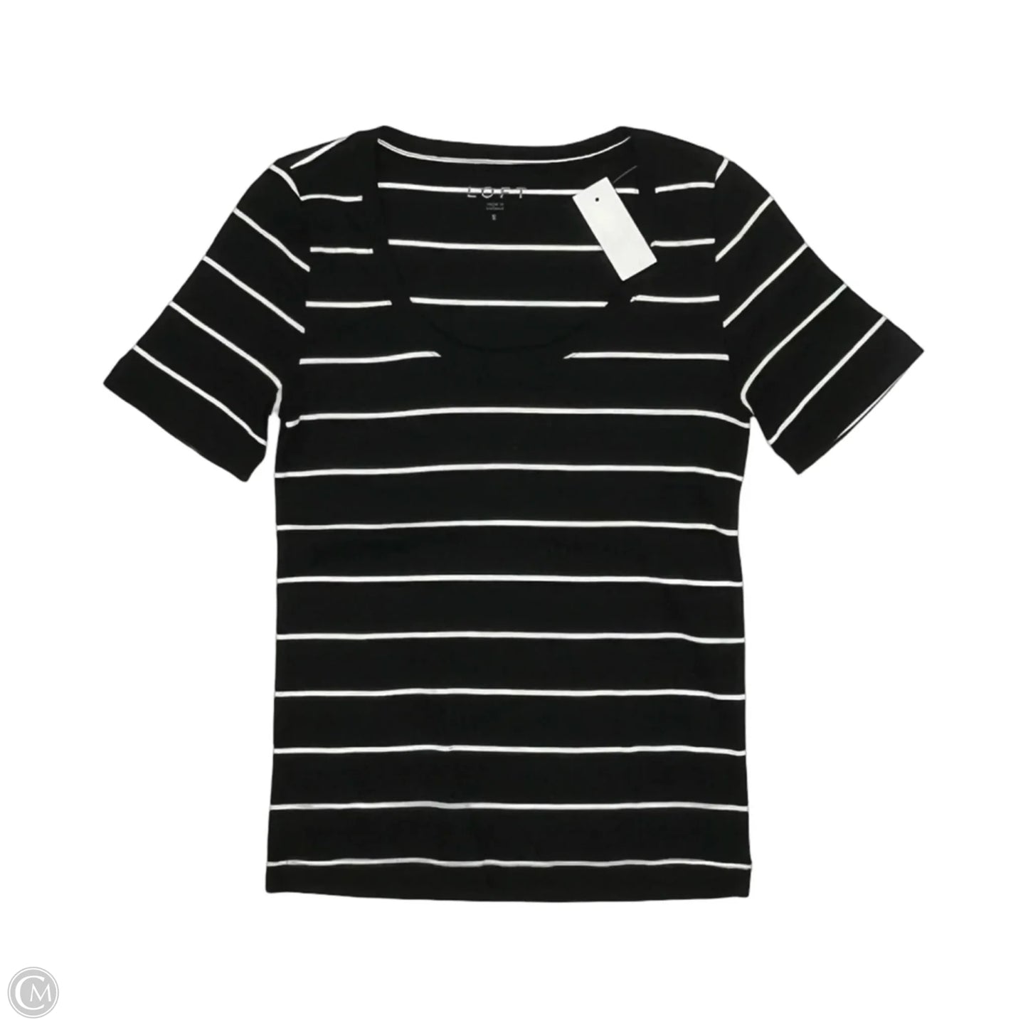 Top Short Sleeve By Loft In Black & White, Size: S