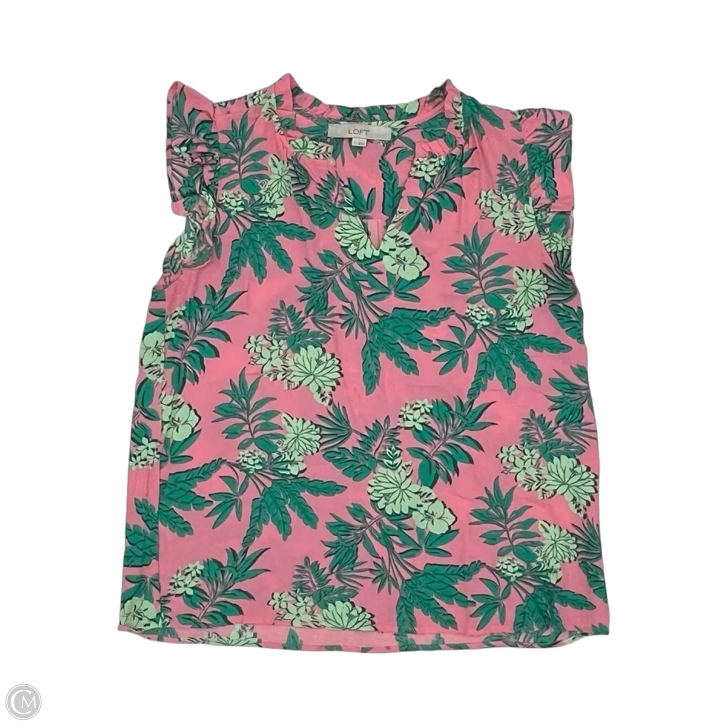 Blouse Sleeveless By Loft In Green & Pink, Size: S