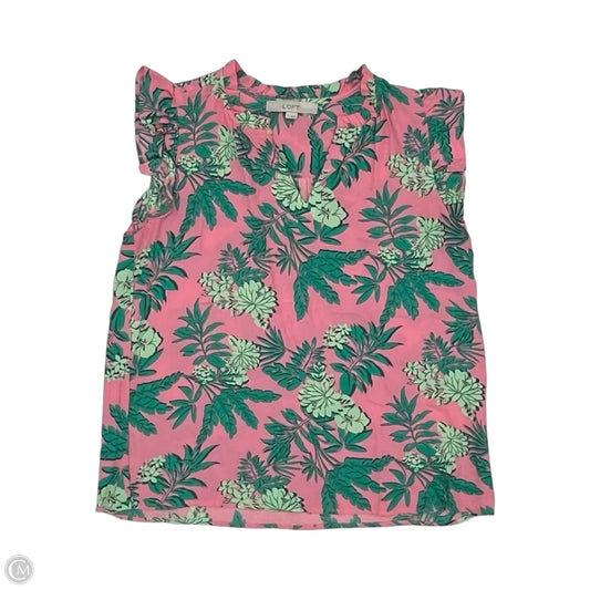 Blouse Sleeveless By Loft In Green & Pink, Size: S