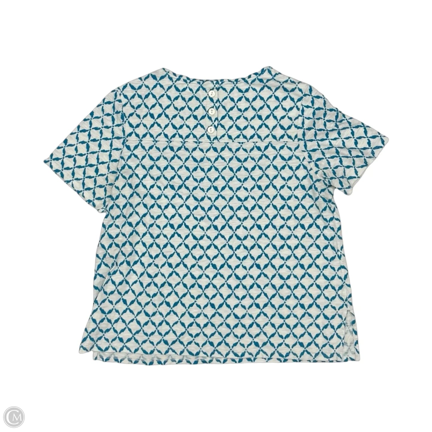 Top Short Sleeve By Chicos In Blue & White, Size: L