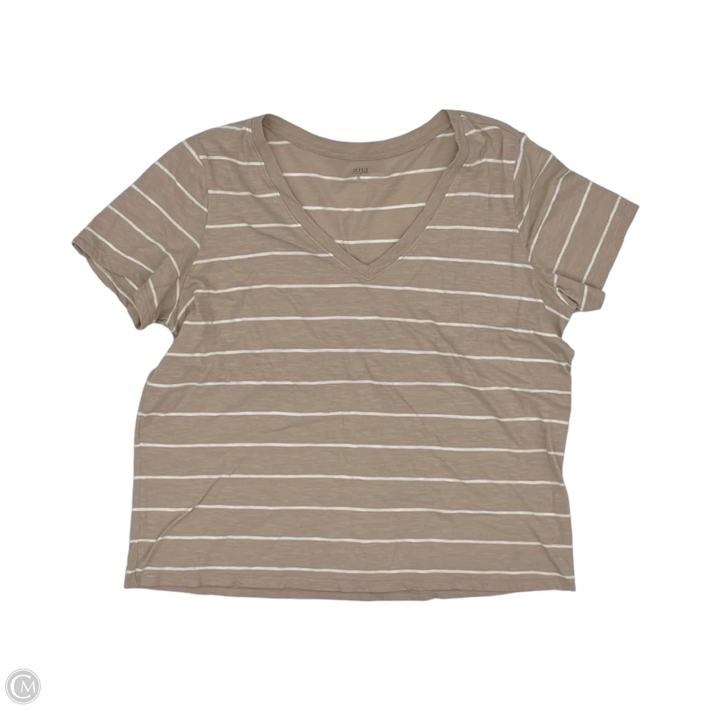 Top Short Sleeve By Ana In Tan & White, Size: Xl