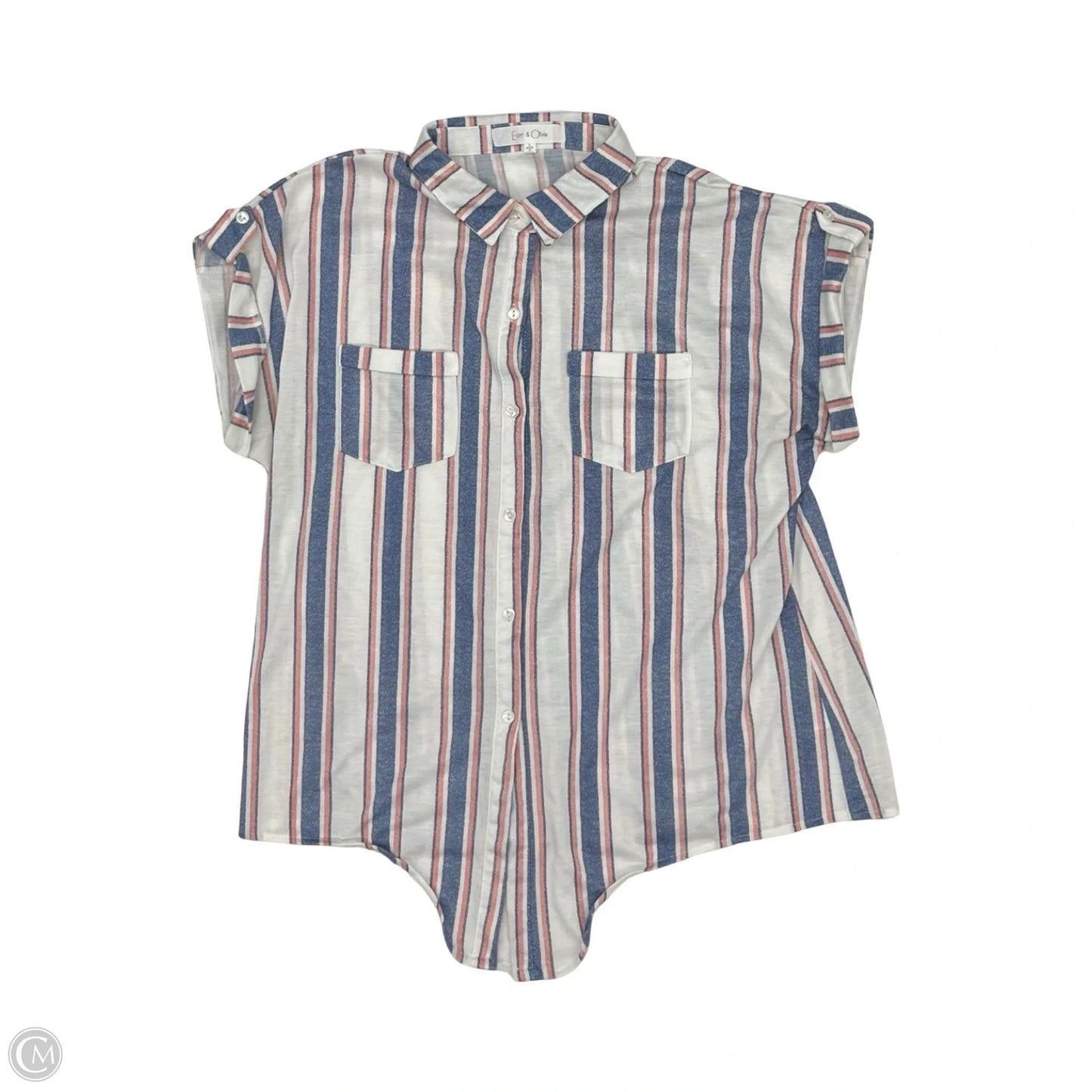 Top Short Sleeve By Eden & Olivia In Blue & White, Size: L