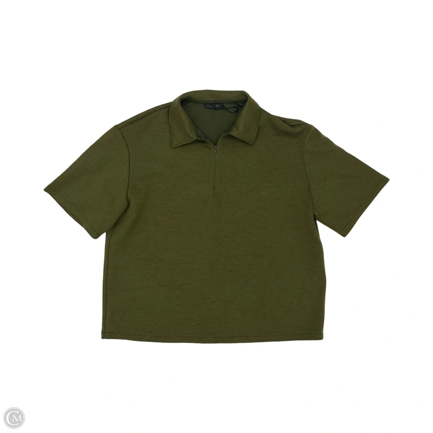 Top Short Sleeve By Zara In Green, Size: M