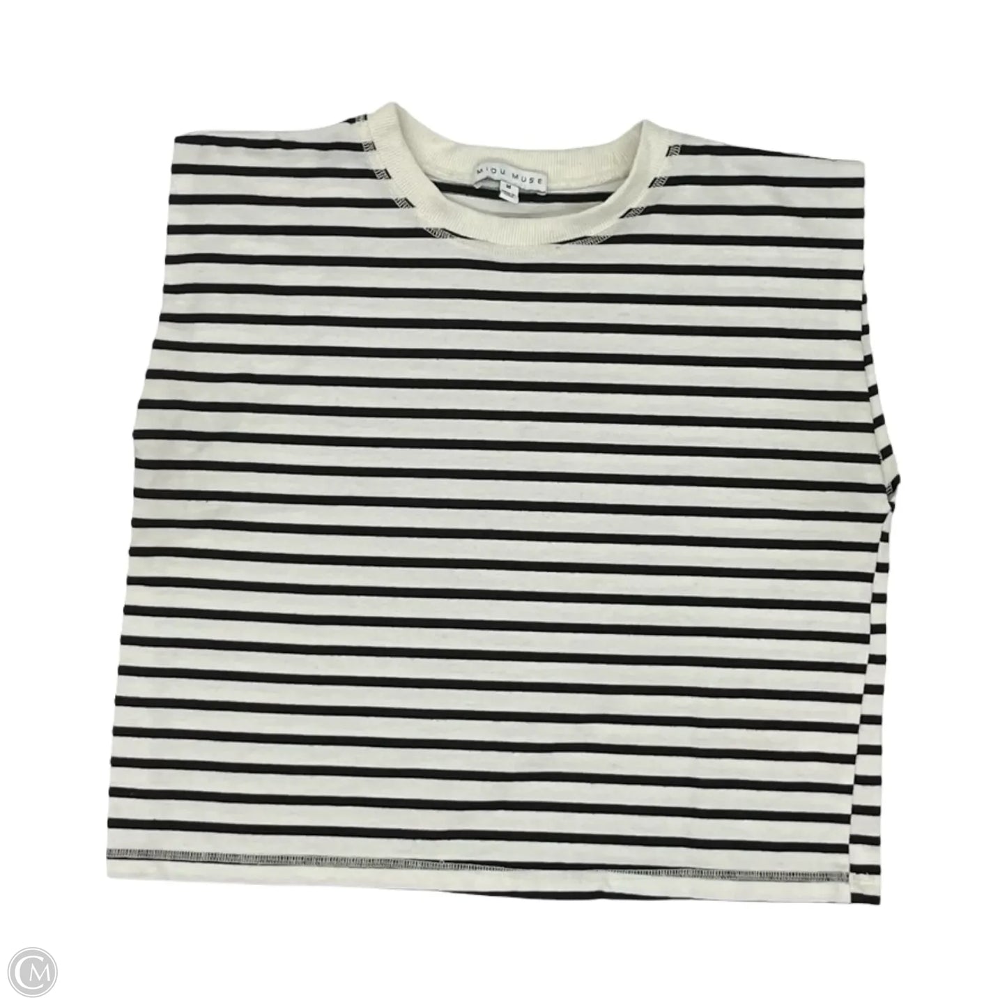 Top Short Sleeve By Miou Muse In Black & White, Size: M