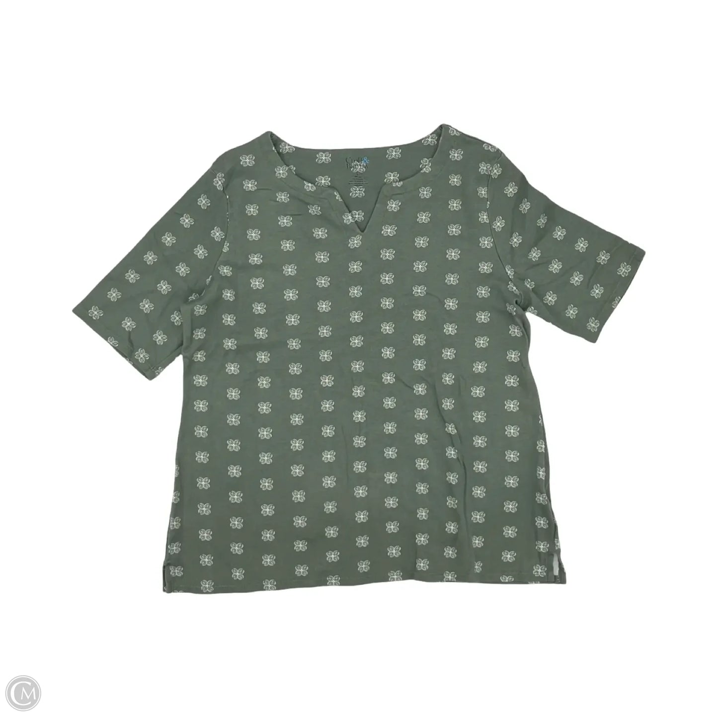 Top Short Sleeve By Croft And Barrow In Green, Size: L