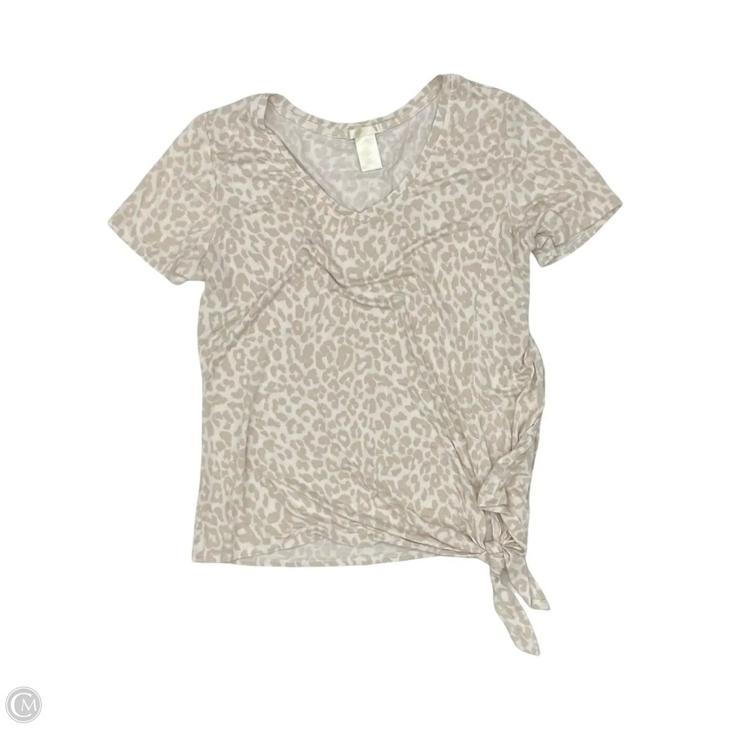 Top Short Sleeve By Matty M In Tan & White, Size: L