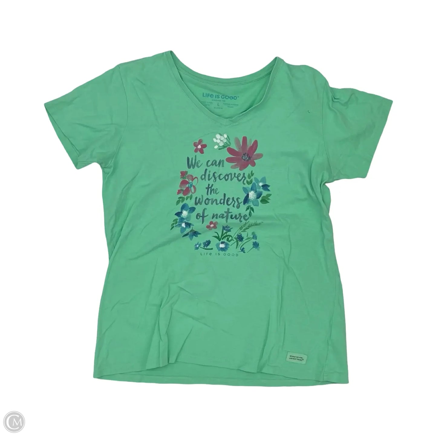 Top Short Sleeve By Life Is Good In Blue, Size: L