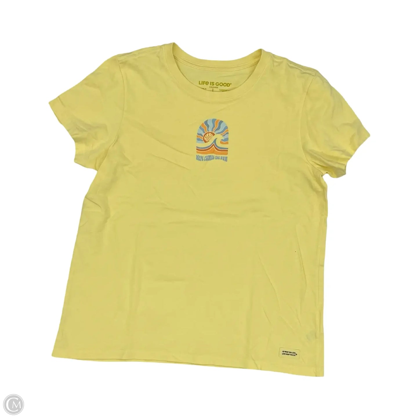Top Short Sleeve By Life Is Good In Yellow, Size: L
