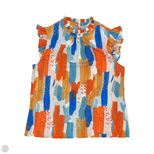Blouse Sleeveless By Cmf In Blue & Orange, Size: Xl