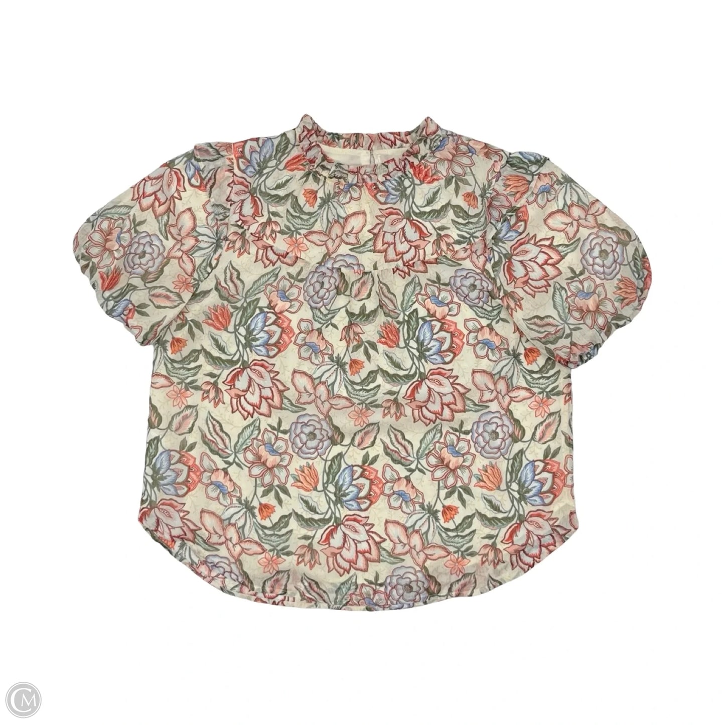 Blouse Short Sleeve By Loft In Cream, Size: L
