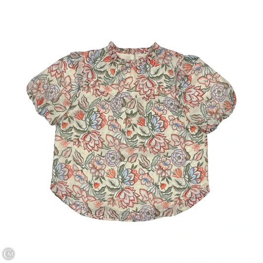 Blouse Short Sleeve By Loft In Cream, Size: L