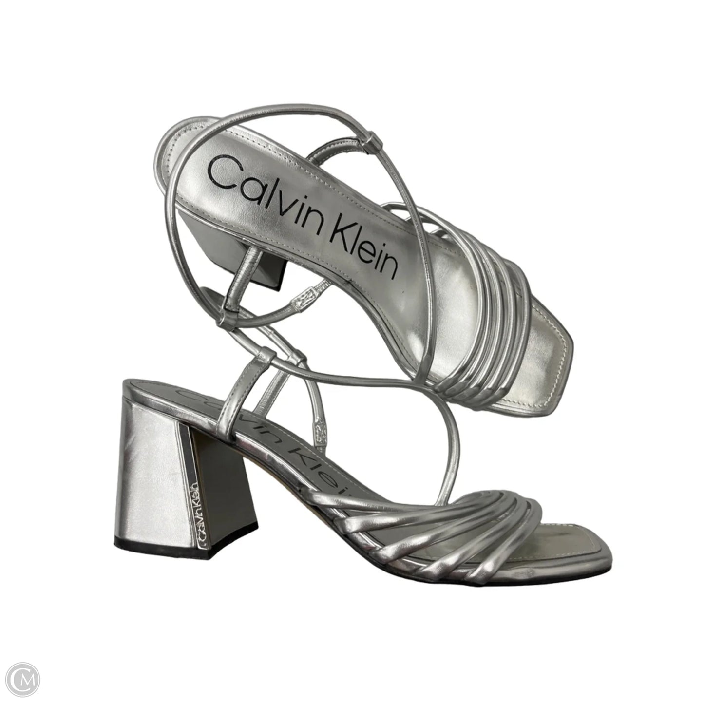 Sandals Heels Block By Calvin Klein In Silver, Size: 10