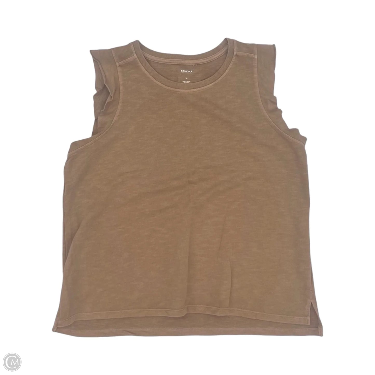 Top Sleeveless By Sonoma In Tan, Size: L