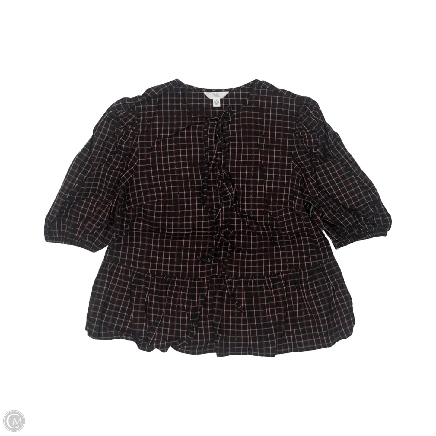 Top 3/4 Sleeve By Time And Tru In Black & Red, Size: L