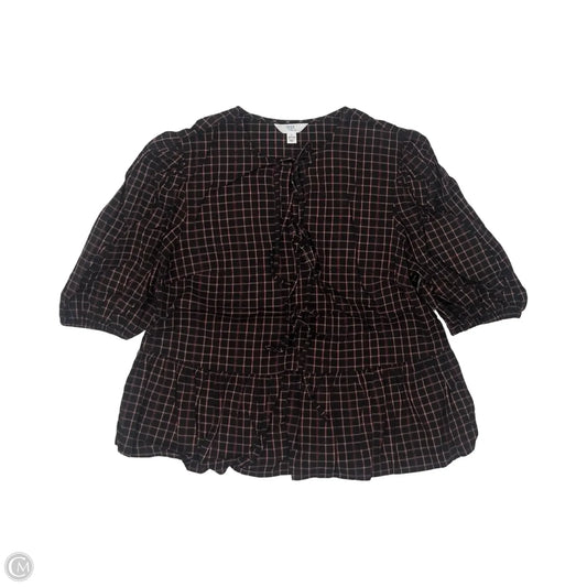 Top 3/4 Sleeve By Time And Tru In Black & Red, Size: L