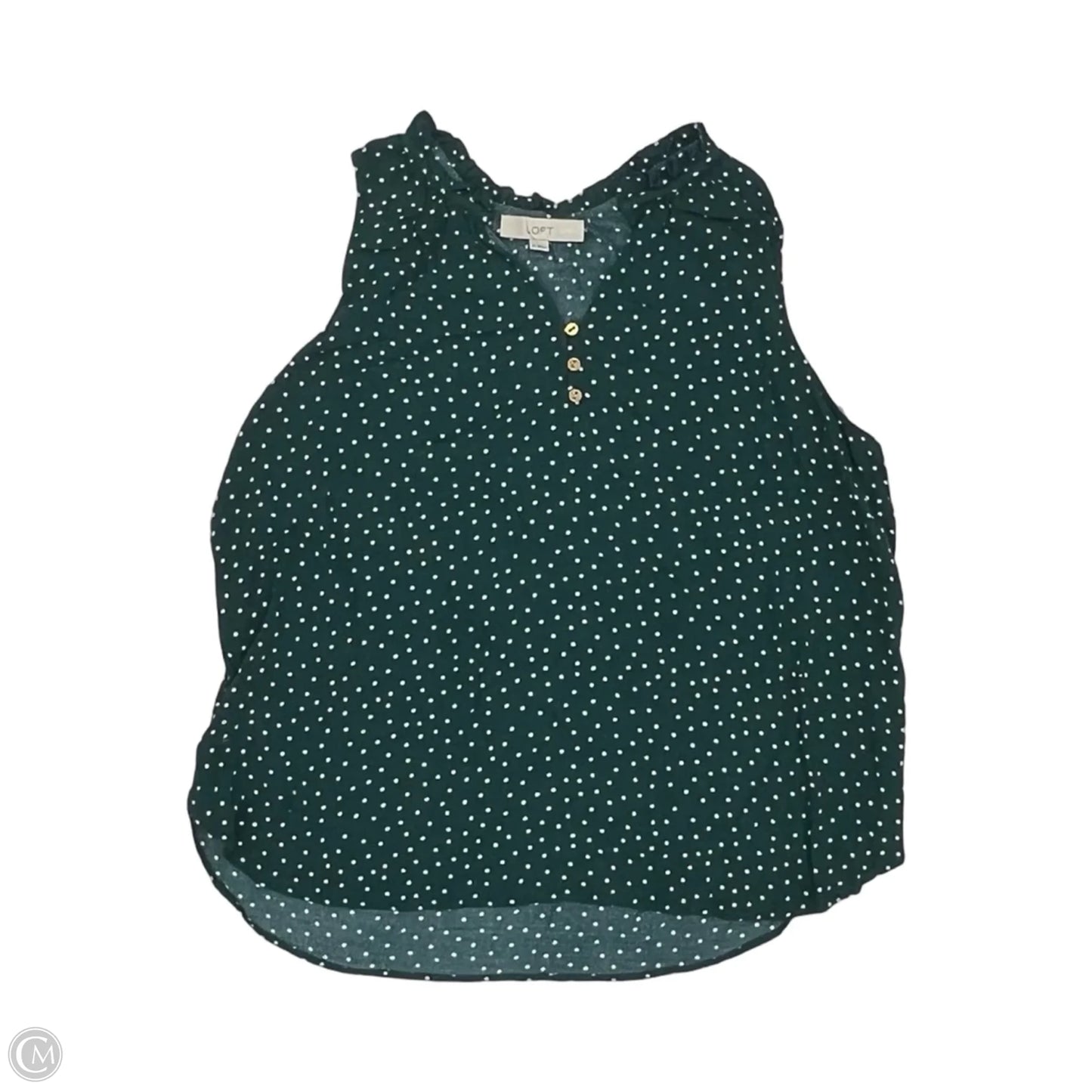 Blouse Sleeveless By Loft In Green & White, Size: Xl