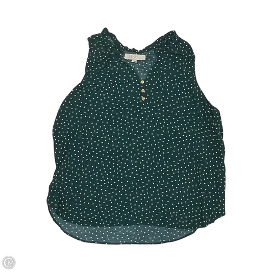 Blouse Sleeveless By Loft In Green & White, Size: Xl