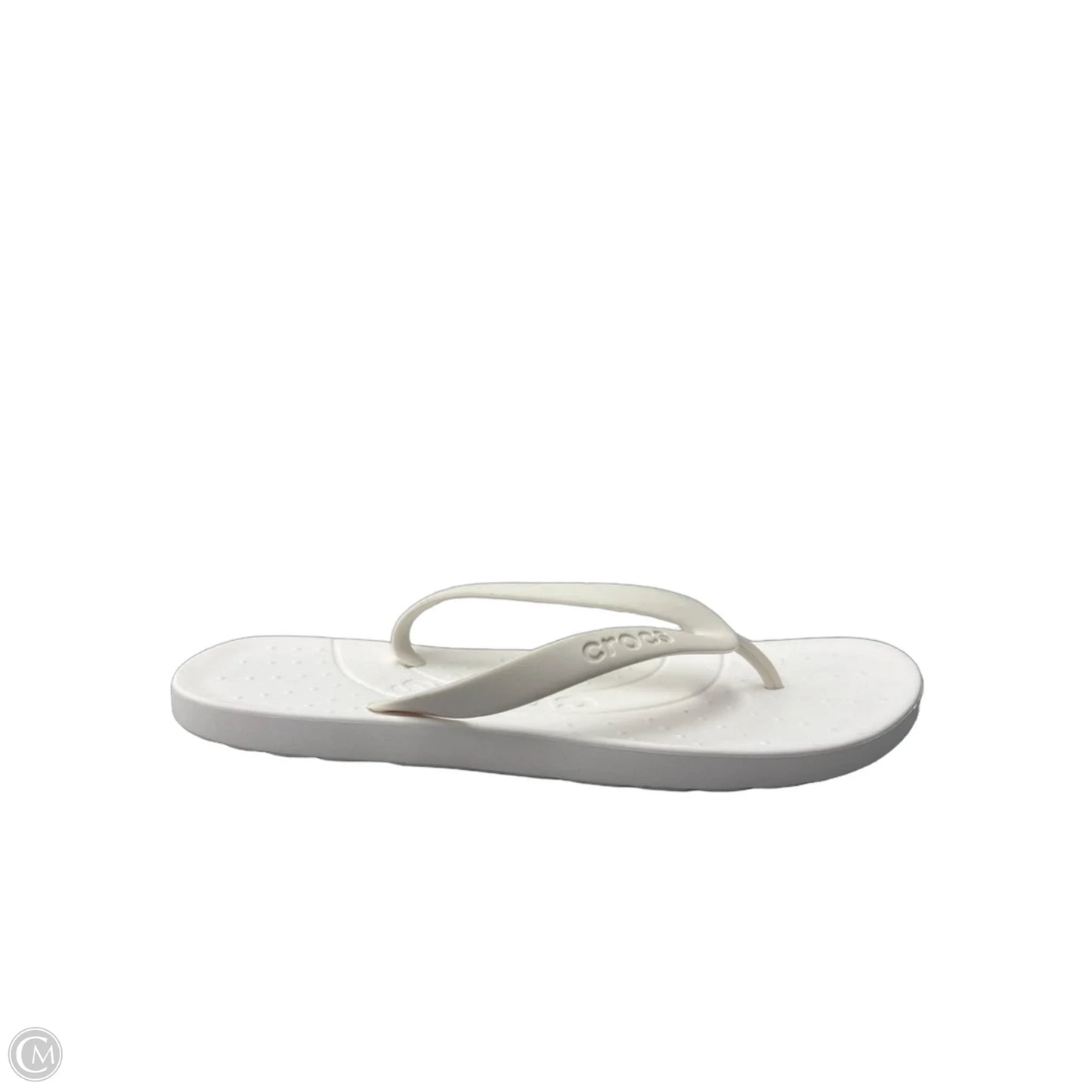Sandals Flip Flops By Crocs In White, Size: 10