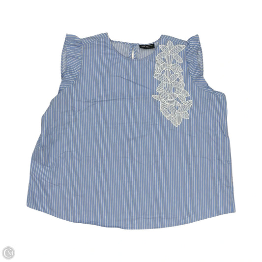 Blouse Sleeveless By Lane Bryant In Blue & White, Size: 3x