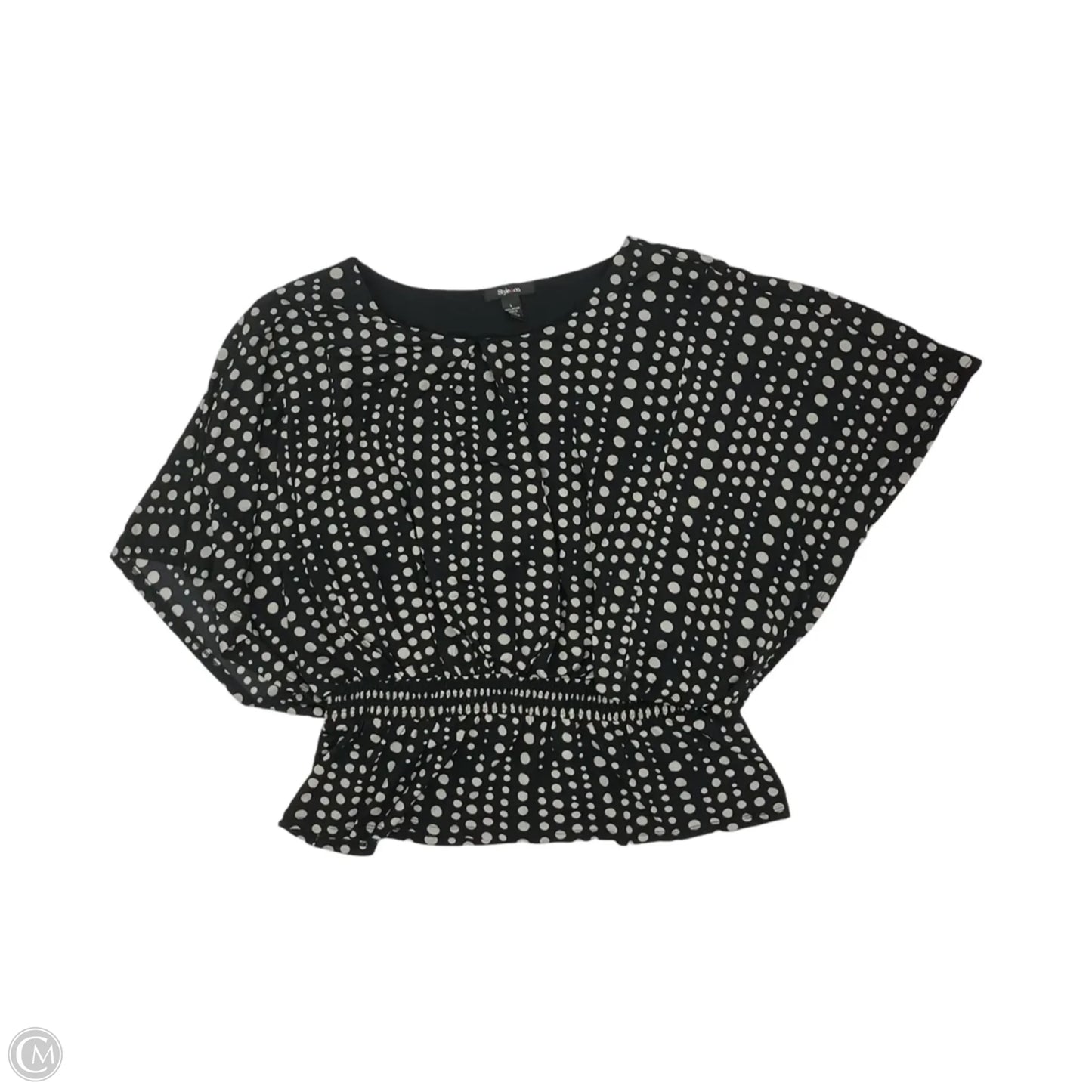 Blouse Short Sleeve By Style And Company In Black & Tan, Size: L