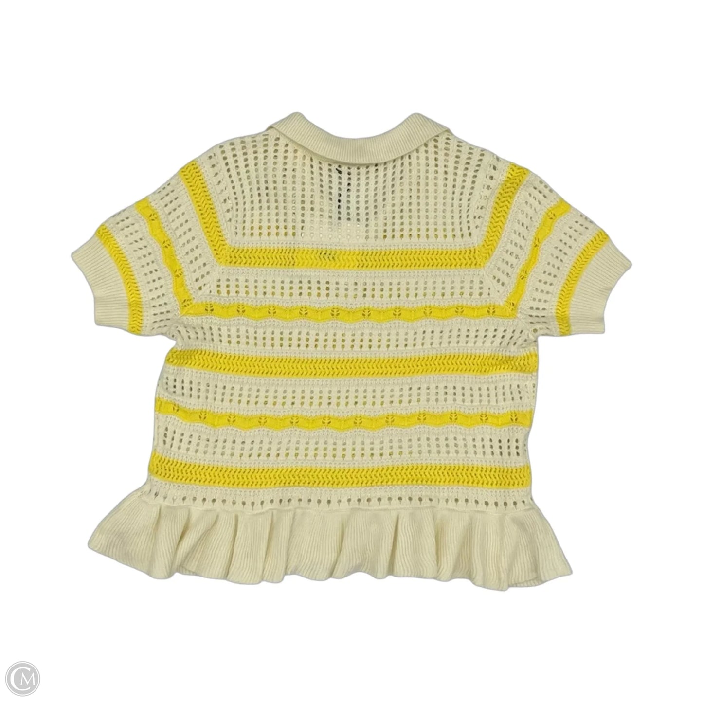 Sweater Short Sleeve By Clothes Mentor In Cream & Yellow, Size: S