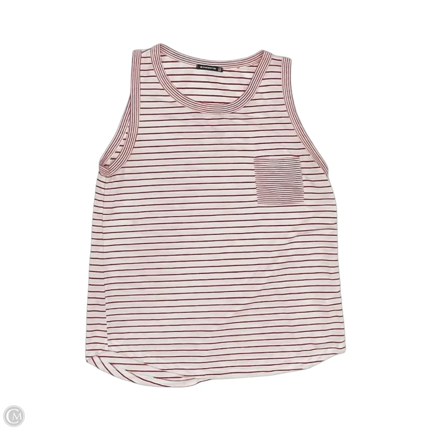 Top Sleeveless By Staccato In Red & White, Size: L
