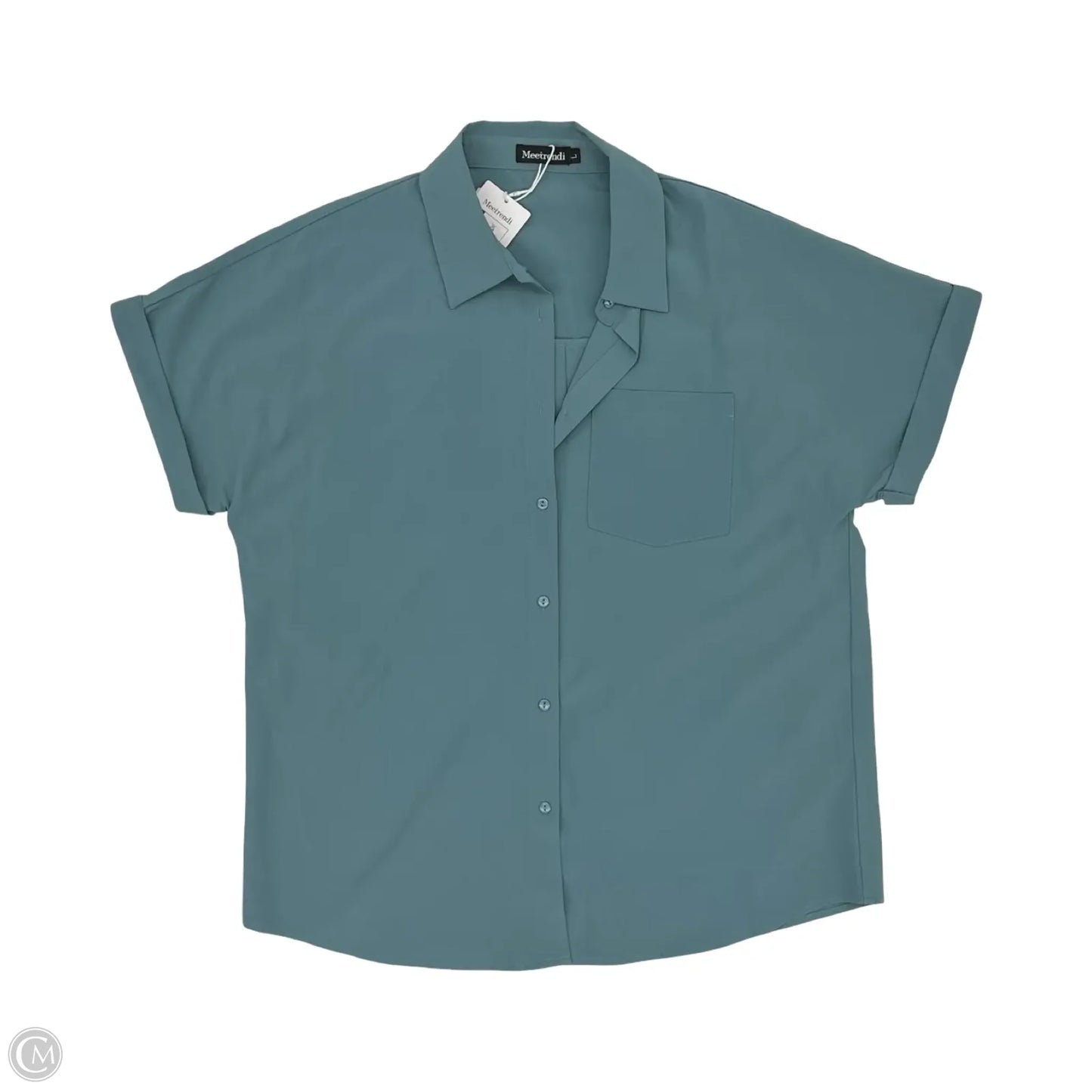 Blouse Short Sleeve By Clothes Mentor In Blue, Size: L