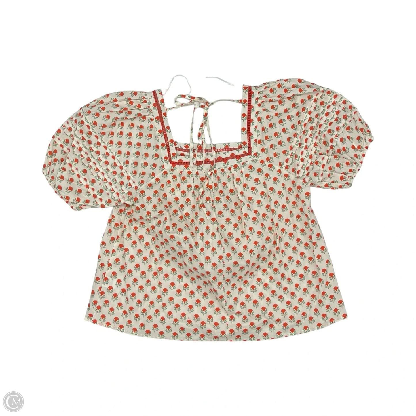 Top Short Sleeve By Entro In Cream & Red, Size: L