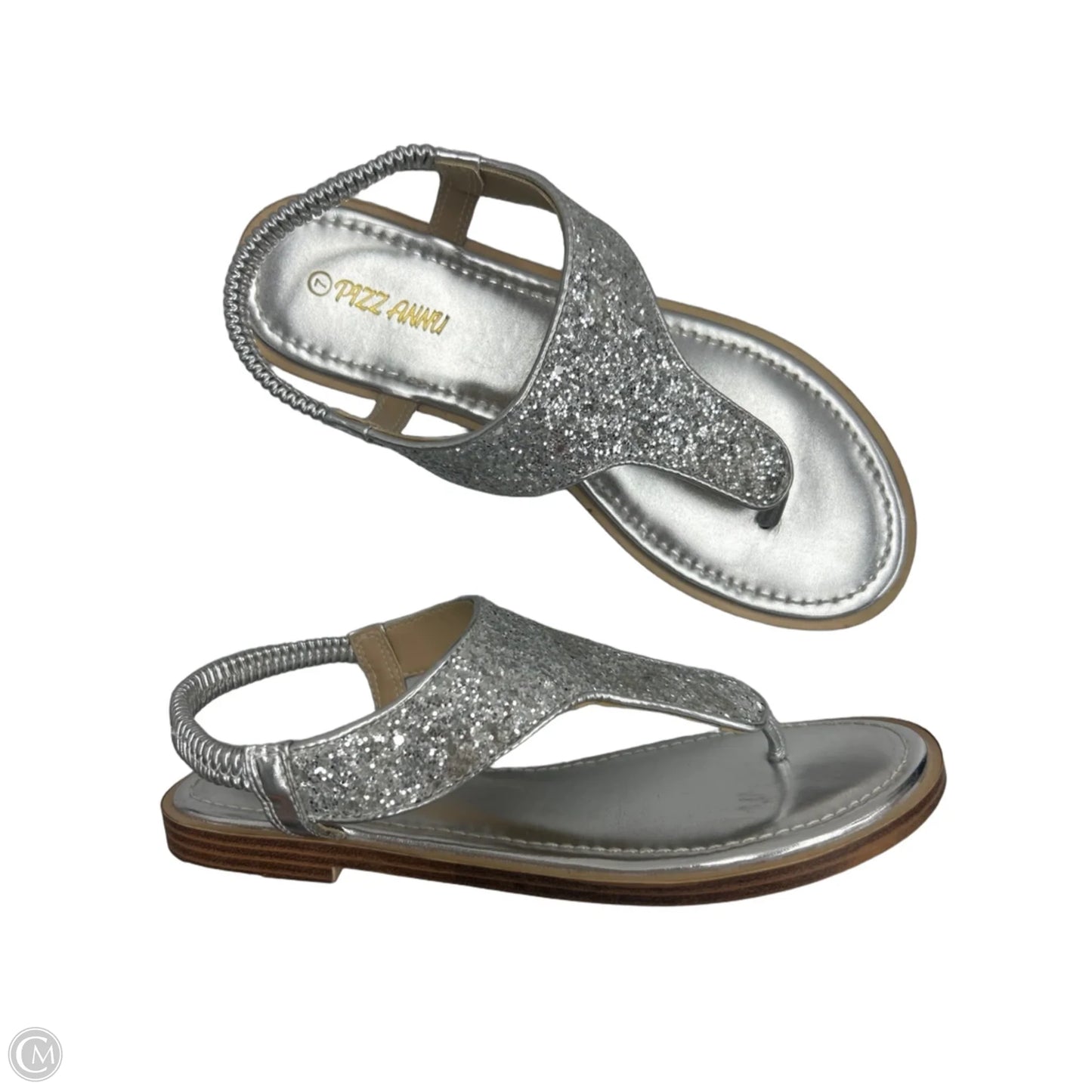Sandals Flats By Clothes Mentor In Silver, Size: 7