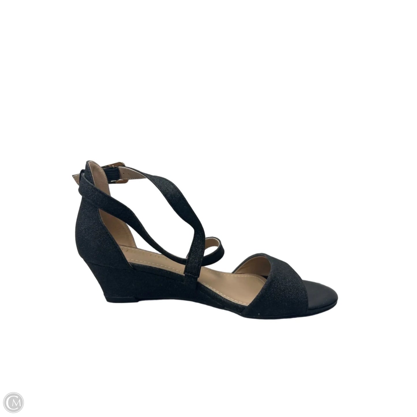 Sandals Heels Wedge By Clothes Mentor In Black, Size: 7
