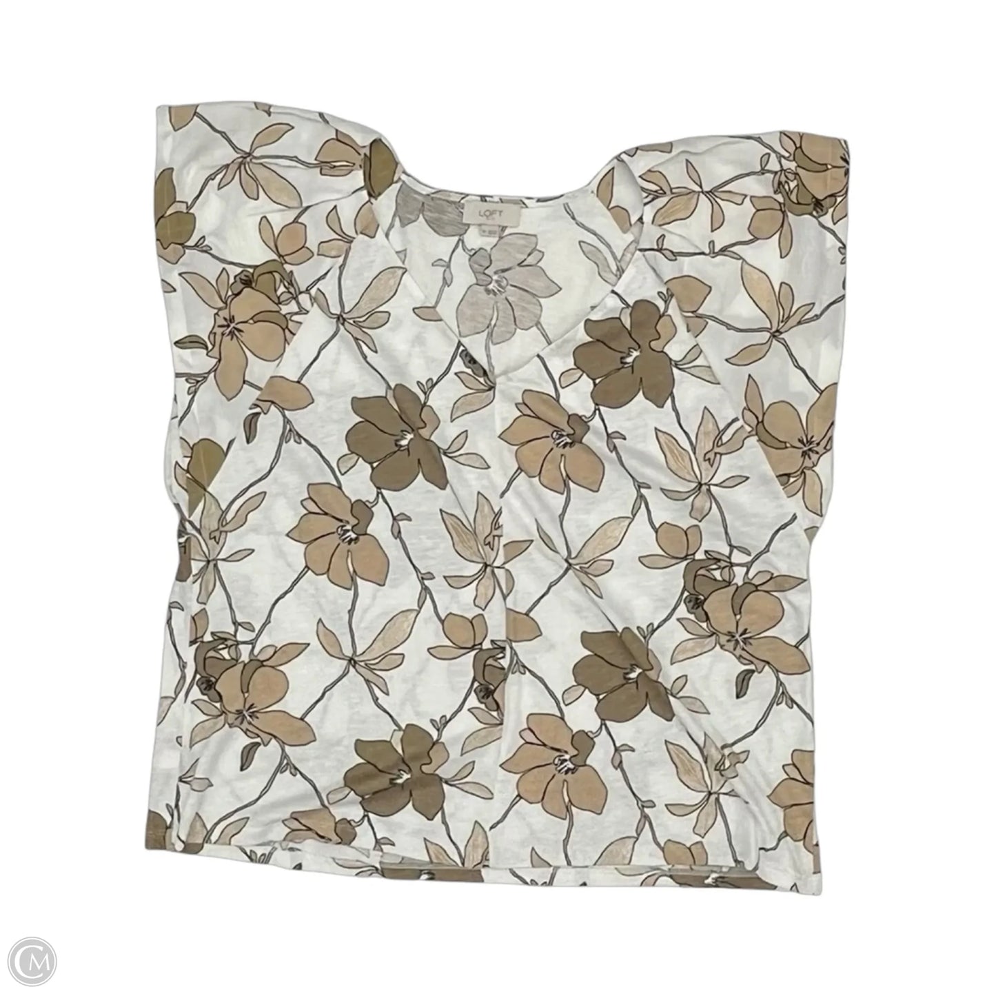 Blouse Short Sleeve By Loft In Tan, Size: Xl