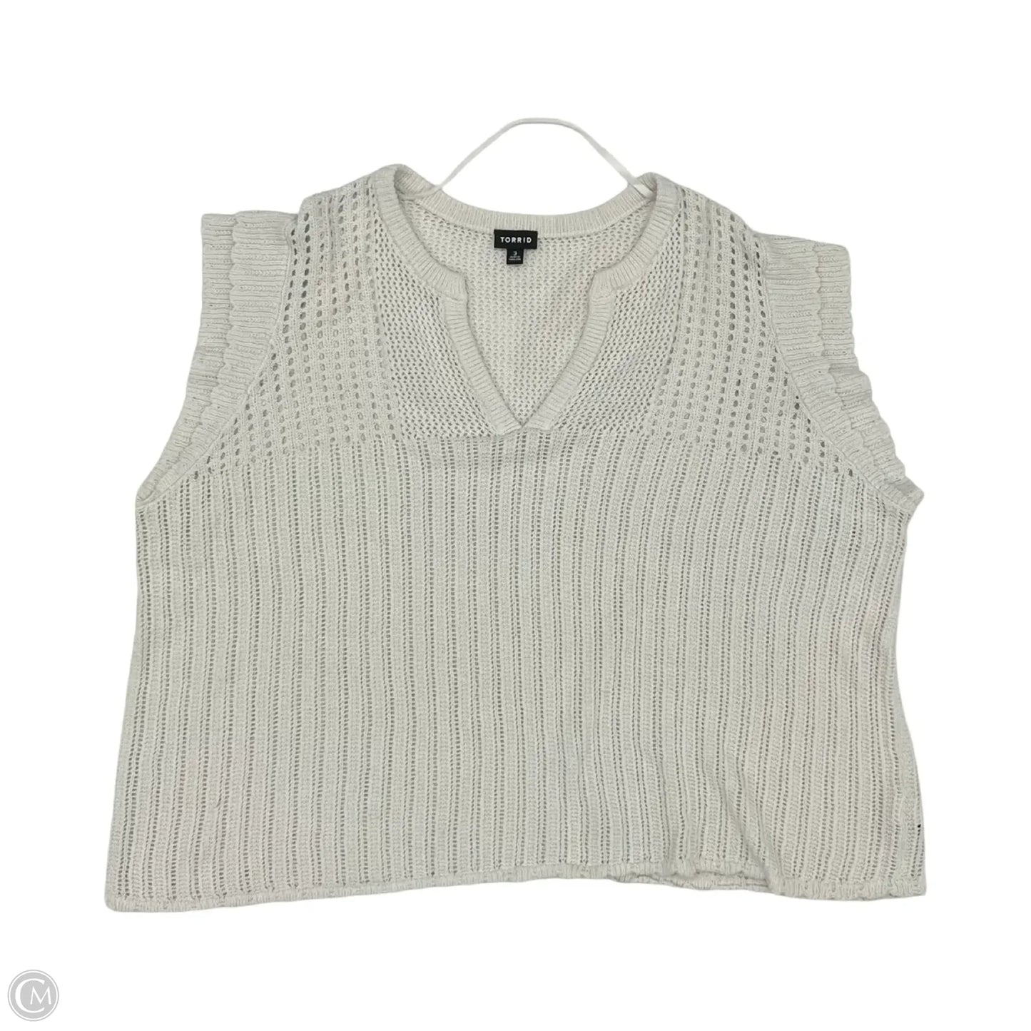 Sweater Short Sleeve By Torrid In White, Size: 3x