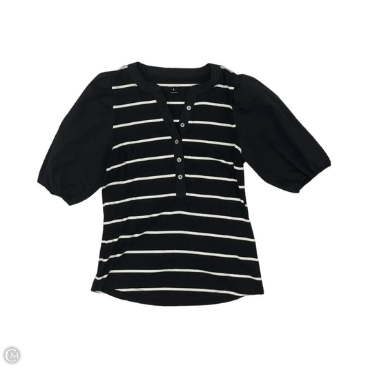 Blouse Short Sleeve By Nine West In Black & White, Size: L