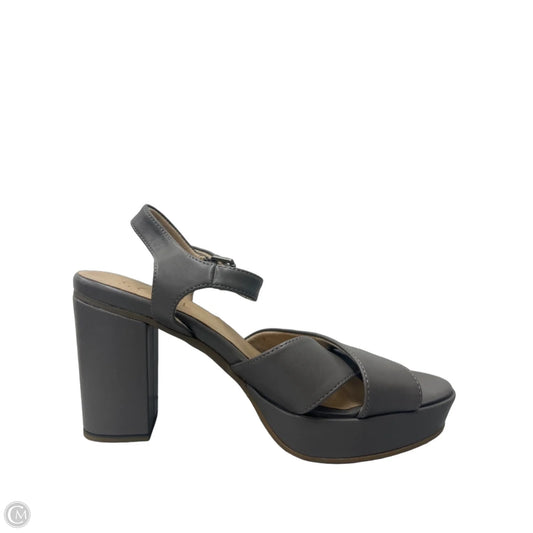 Sandals Heels Platform By Clothes Mentor In Grey, Size: 9.5