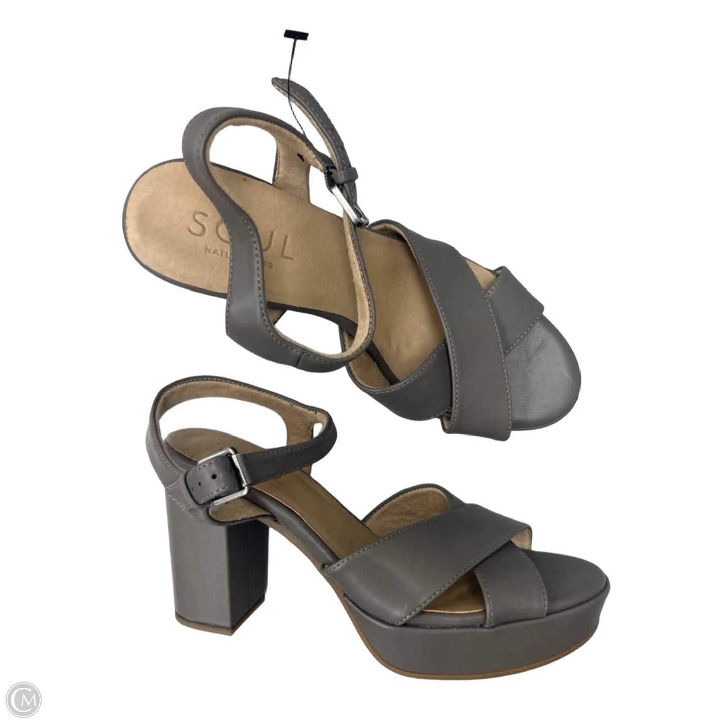 Sandals Heels Platform By Clothes Mentor In Grey, Size: 9.5