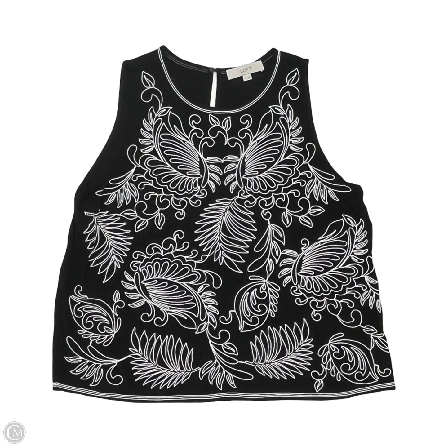 Top Sleeveless By Loft In Black & White, Size: Xl
