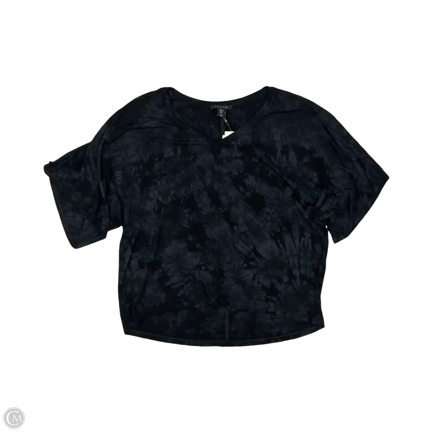 Top Short Sleeve By Tahari In Black & Grey, Size: Xl