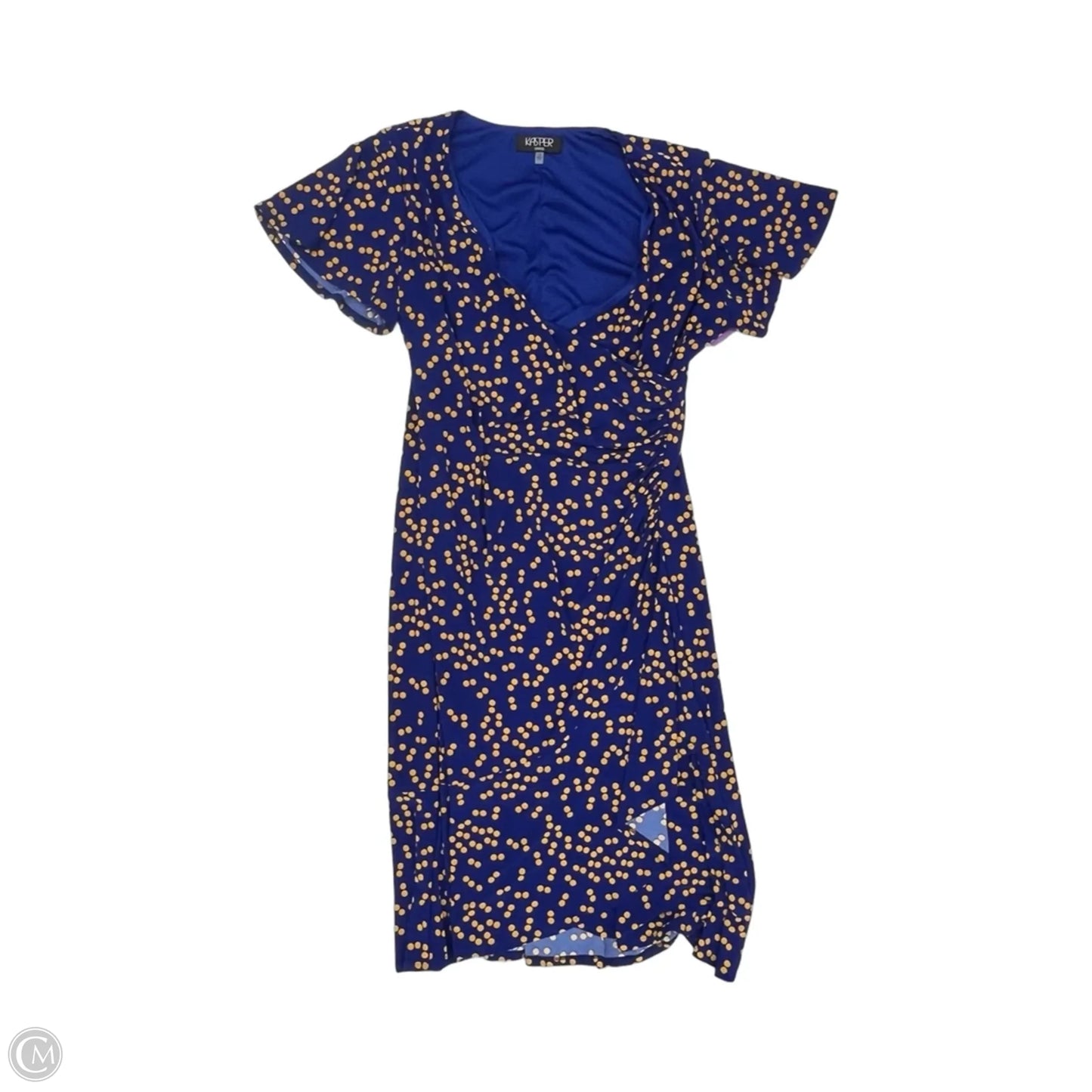 Dress Party Midi By Kasper In Blue & Yellow, Size: 1x