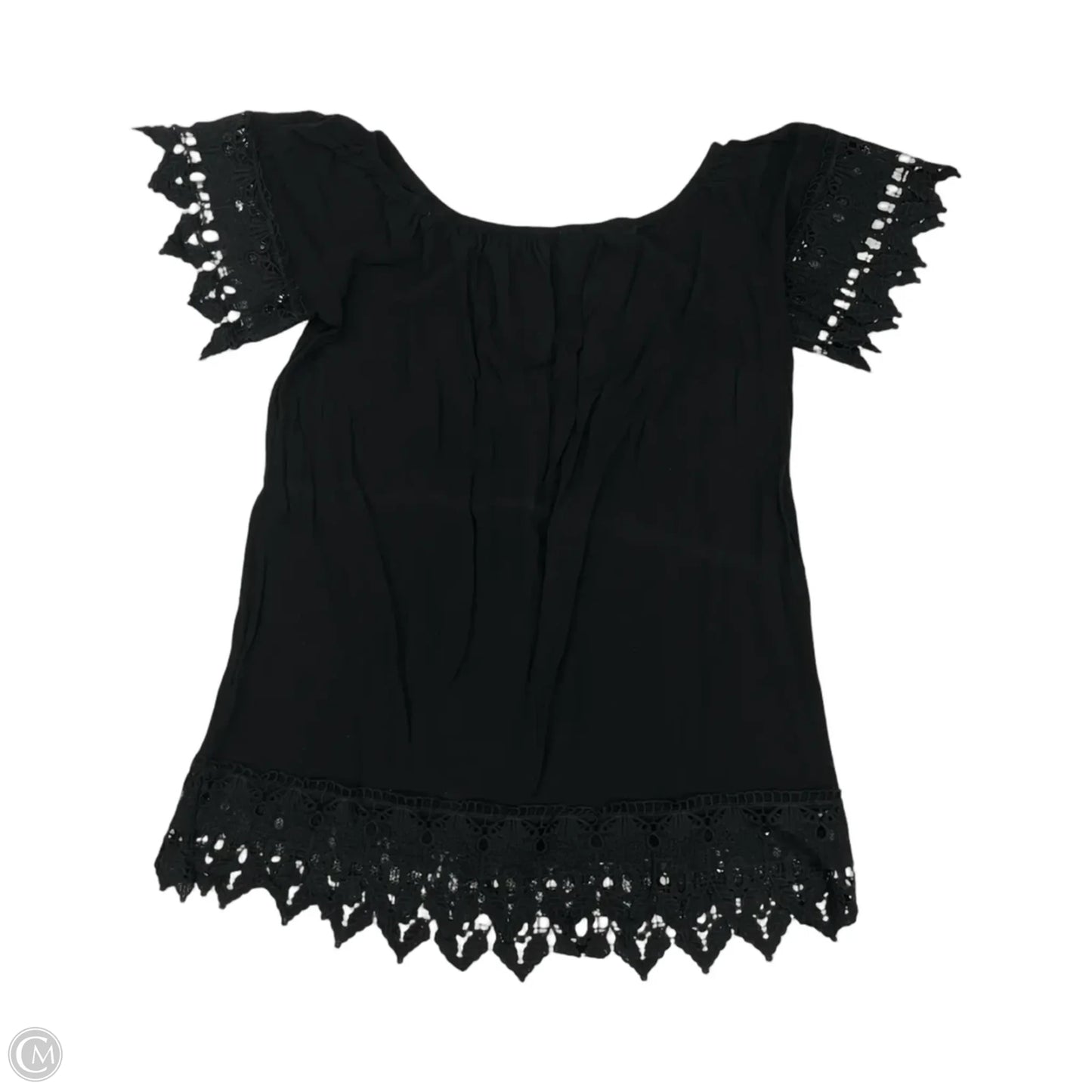 Top Short Sleeve By Iris In Black, Size: 1x