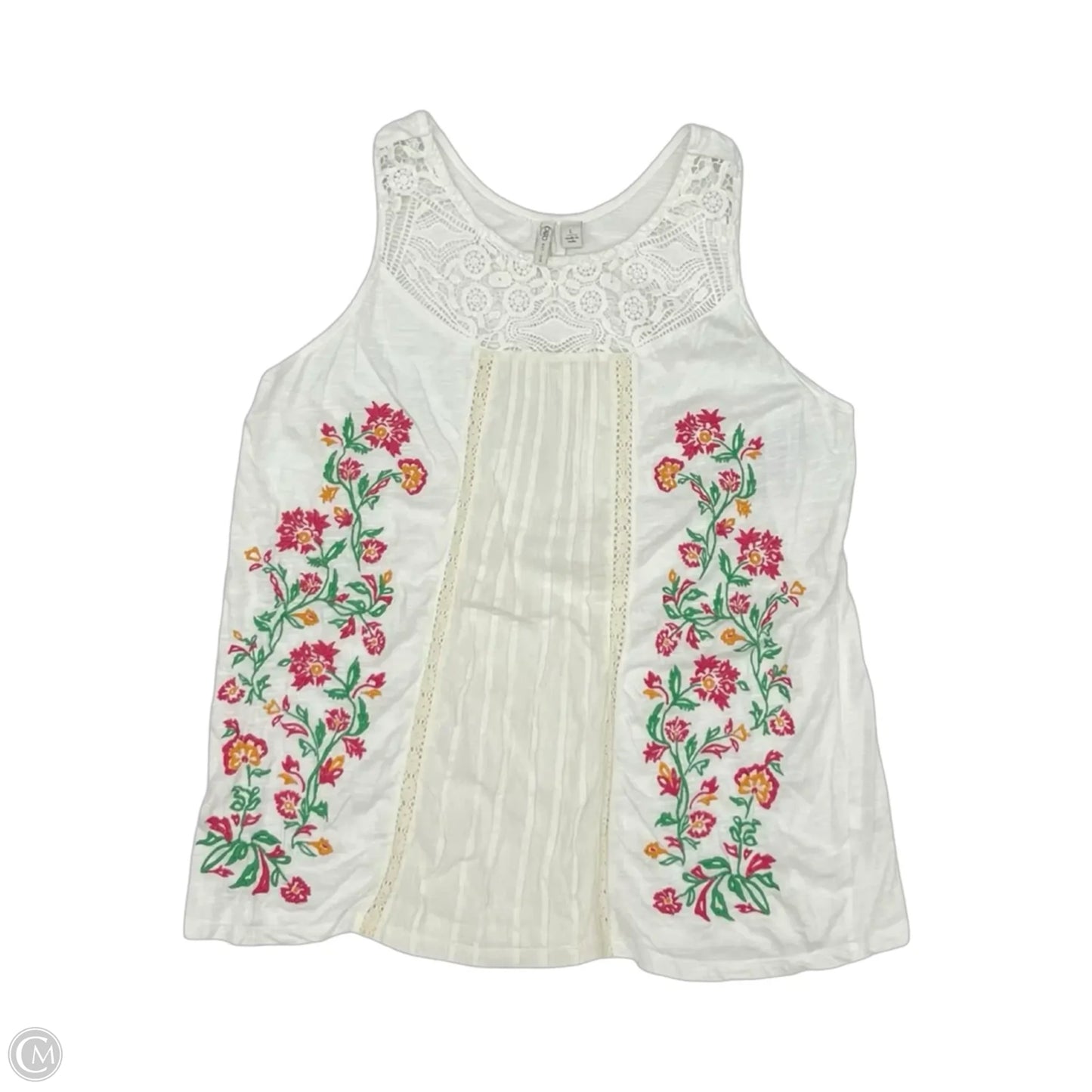 Top Sleeveless By Cato In White, Size: L