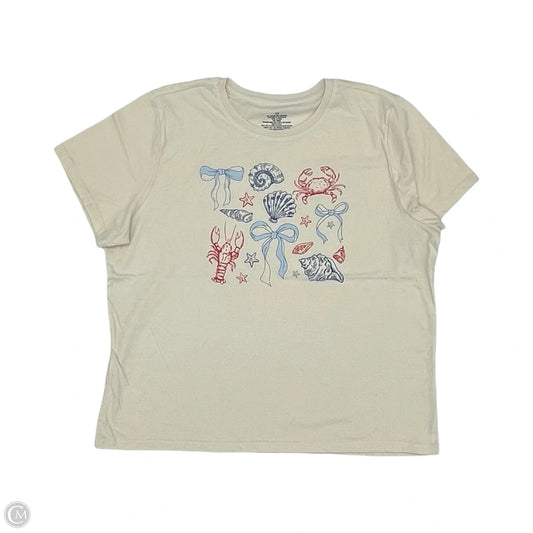 Top Short Sleeve By Cme In Cream, Size: 2x