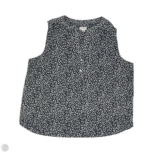 Blouse Sleeveless By J. Crew In Blue & White, Size: L