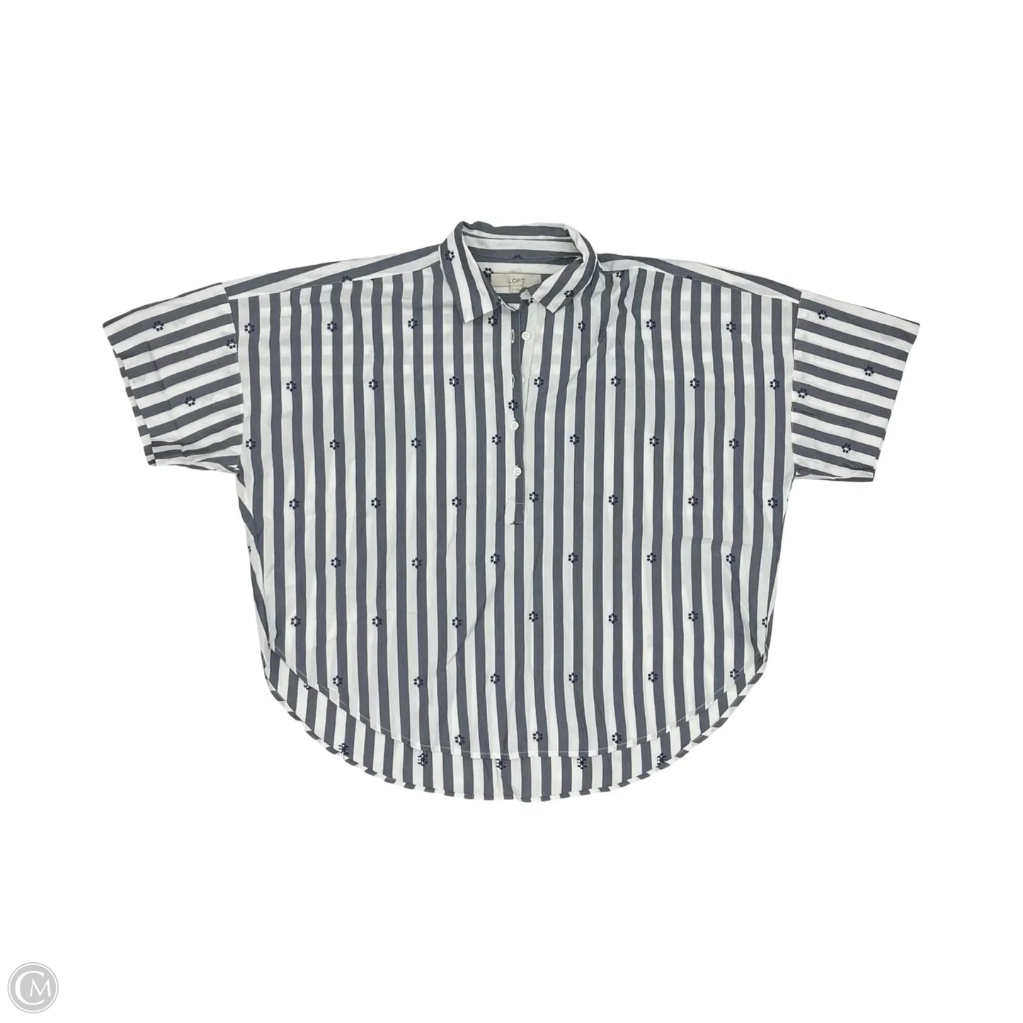 Top Short Sleeve By Loft In Blue & White, Size: M