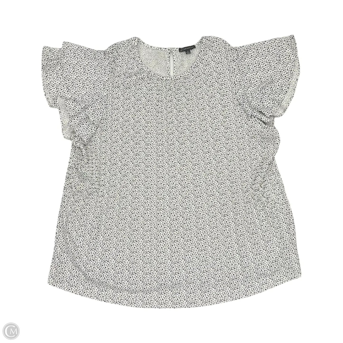 Blouse Short Sleeve By Adrianna Papell In Black & White, Size: 1x
