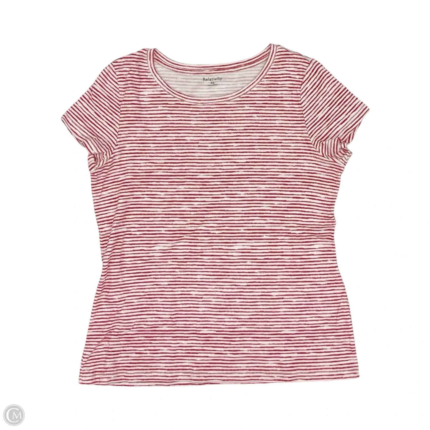 Top Short Sleeve By Relativity In Red & White, Size: Xl