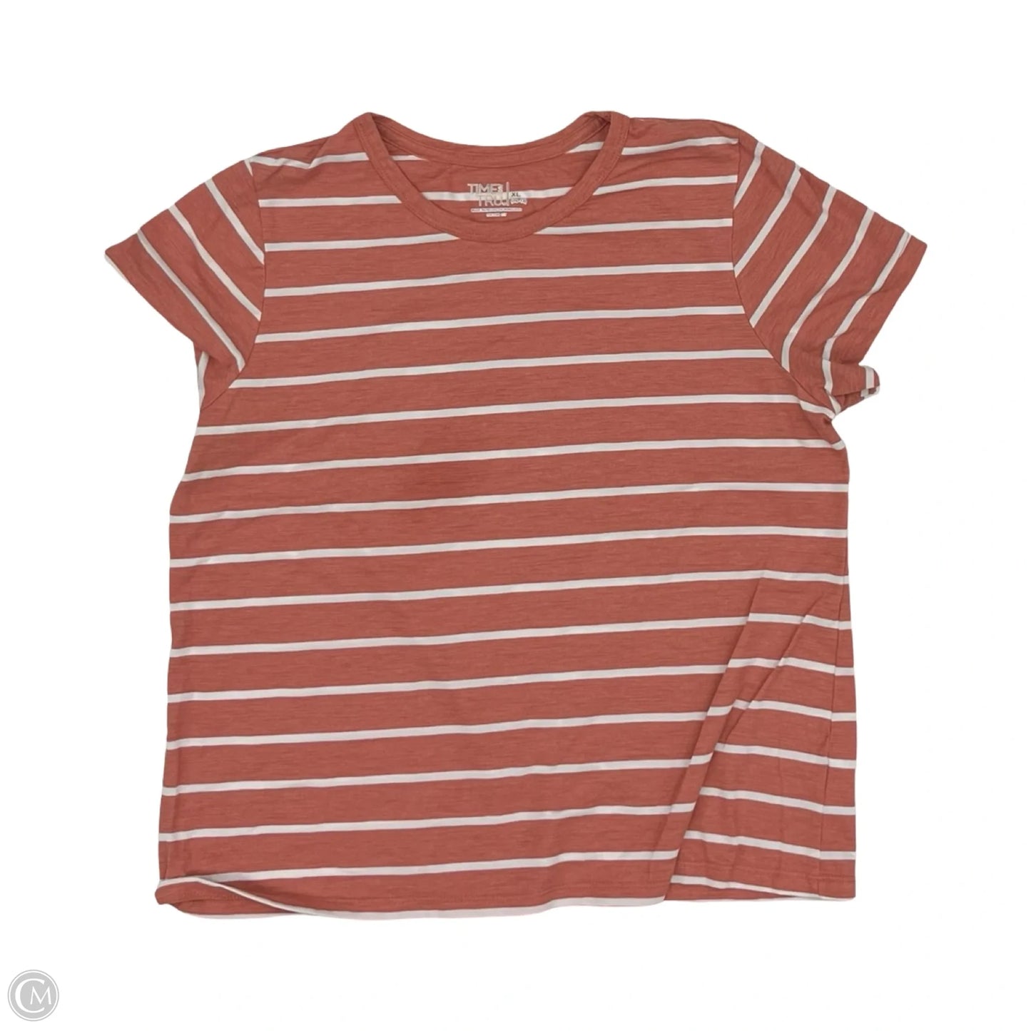 Top Short Sleeve By Time And Tru In Pink & White, Size: Xl