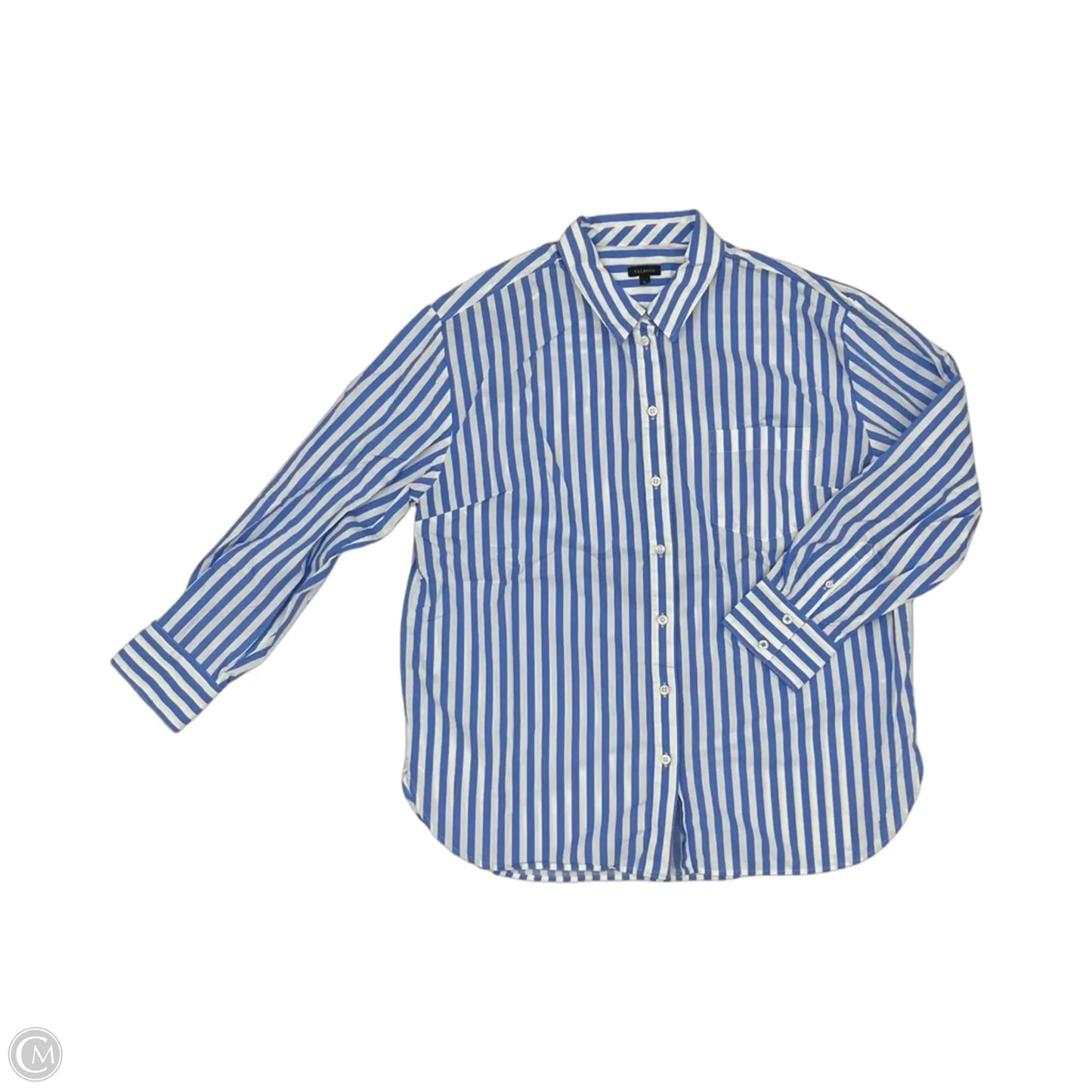 Top Long Sleeve By Talbots In Blue & White, Size: Xl