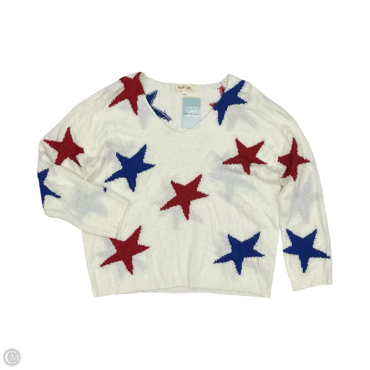 Sweater By Clothes Mentor In Blue Red & White, Size: L