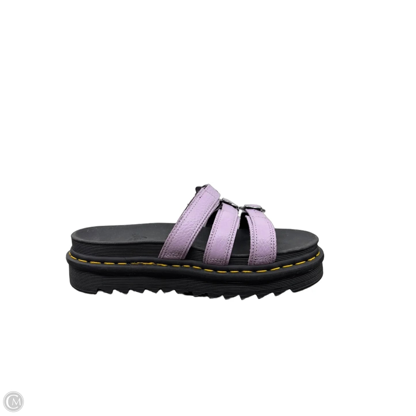 Sandals Heels Platform By Dr Martens In Black & Purple, Size: 9