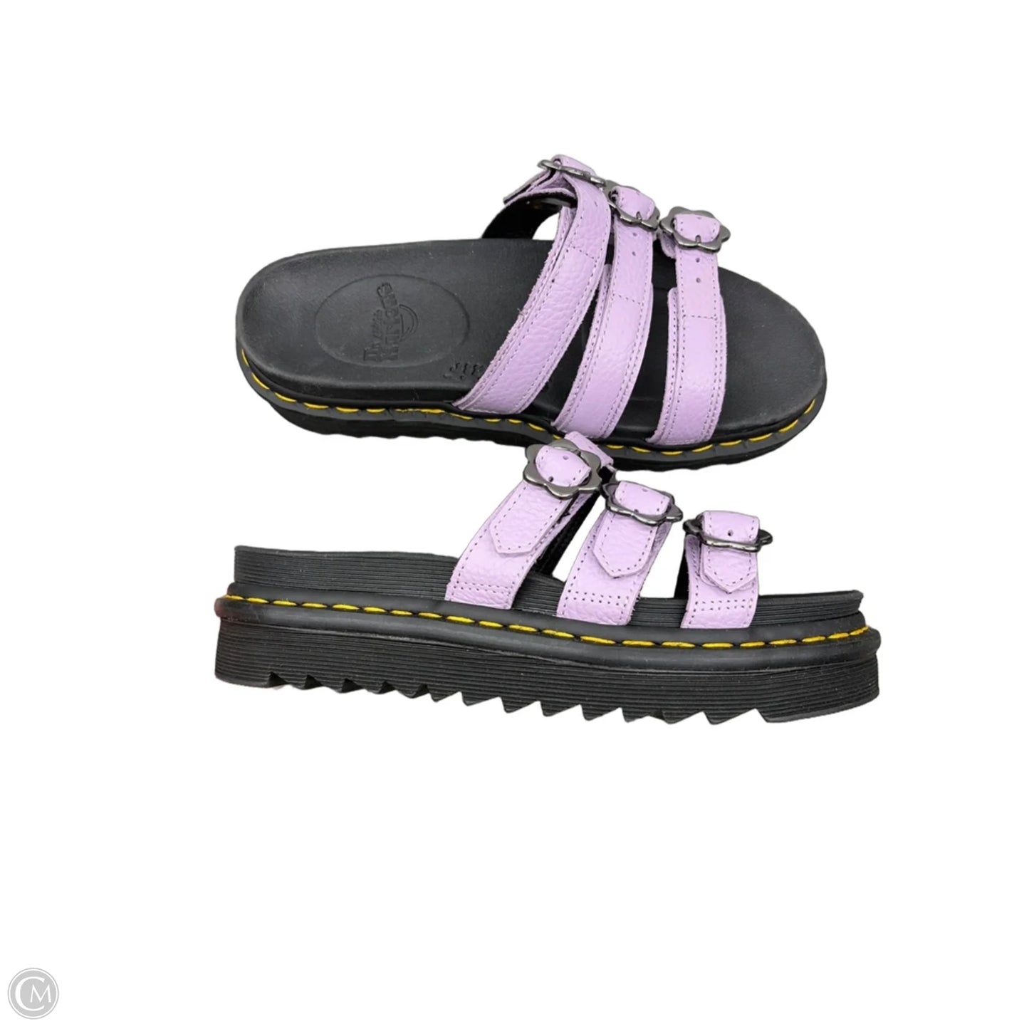 Sandals Heels Platform By Dr Martens In Black & Purple, Size: 9
